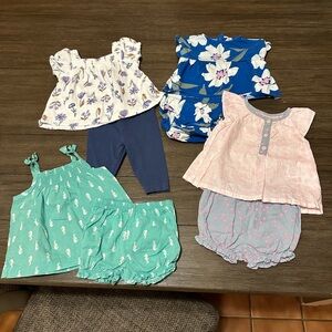 3month Carters Floral and Seahorse Baby Outfit Lot